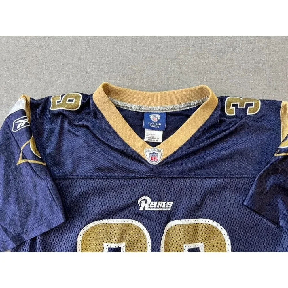 Saint Louis Rams Jackson NFL Jersey Boys Large Blue Short Sleeve‎ Pullover.